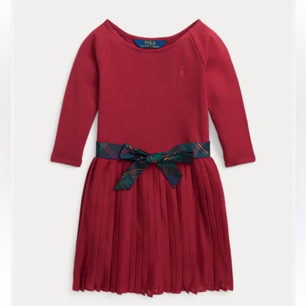 NWT Polo Ralph Lauren Girls Dress Size 6 Red Pleated Skirt Cotton Knit Holiday - Picture 9 of 9